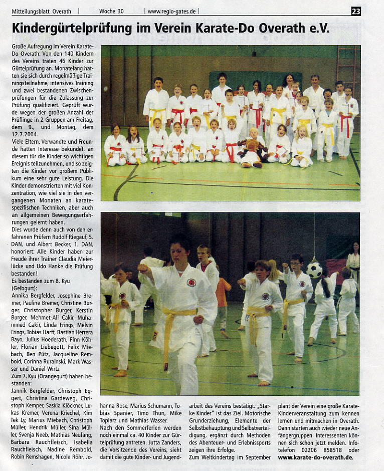 Kindergürtelprüfung OMB