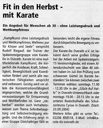 Fit in den Herbst - mit Karate