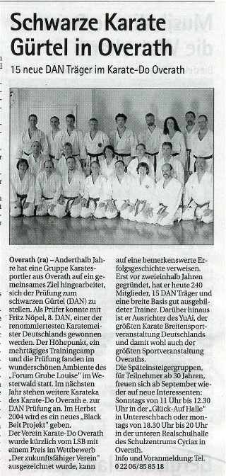 Schwarze Karate Gürtel in Overath BHB