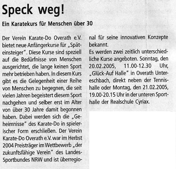Speck weg für Menschen über 30