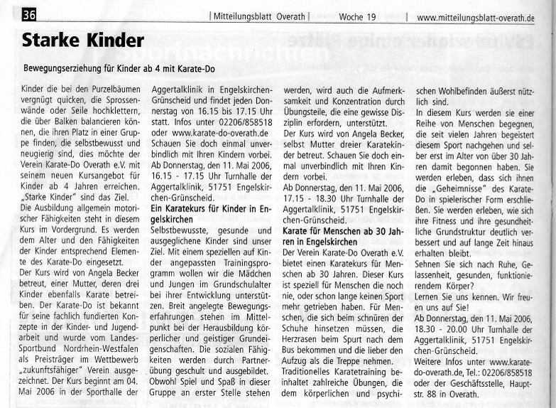 Neue Kurse in Engelskirchen OMB