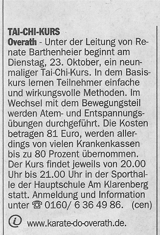 Hinweis Tai-Chi-Kursus 2007