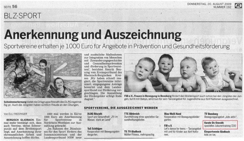 Karate-Do Overath gewinnt Förderung des Innenministeriums und des LSB