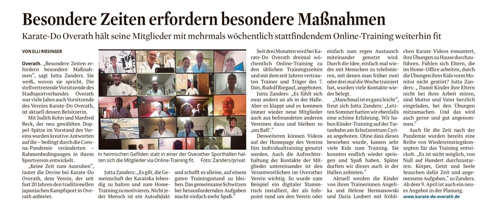 KStA Der Verein in Coronazeiten